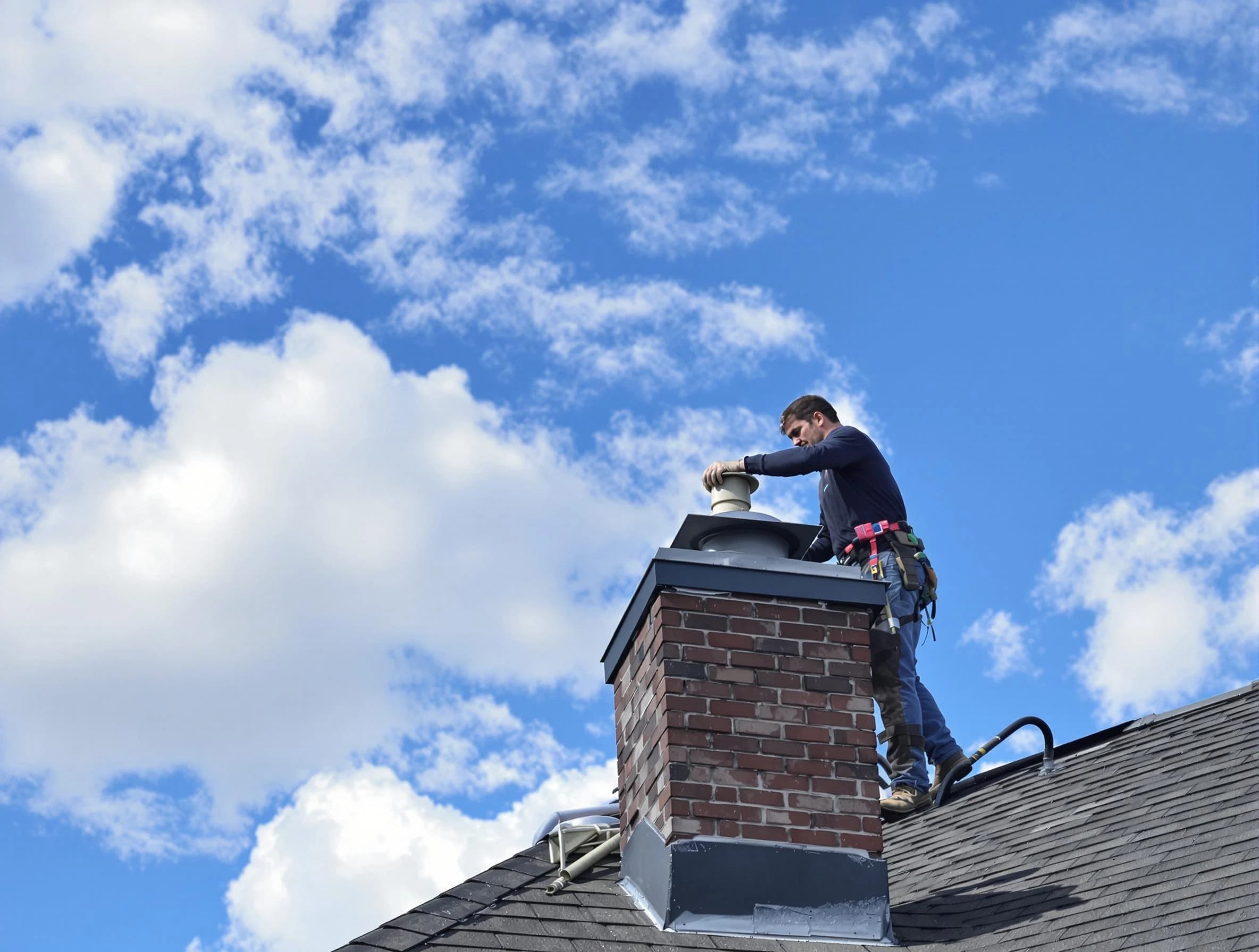 Highlands Ranch Chimney Sweep installing a sturdy chimney cap in Highlands Ranch, CO