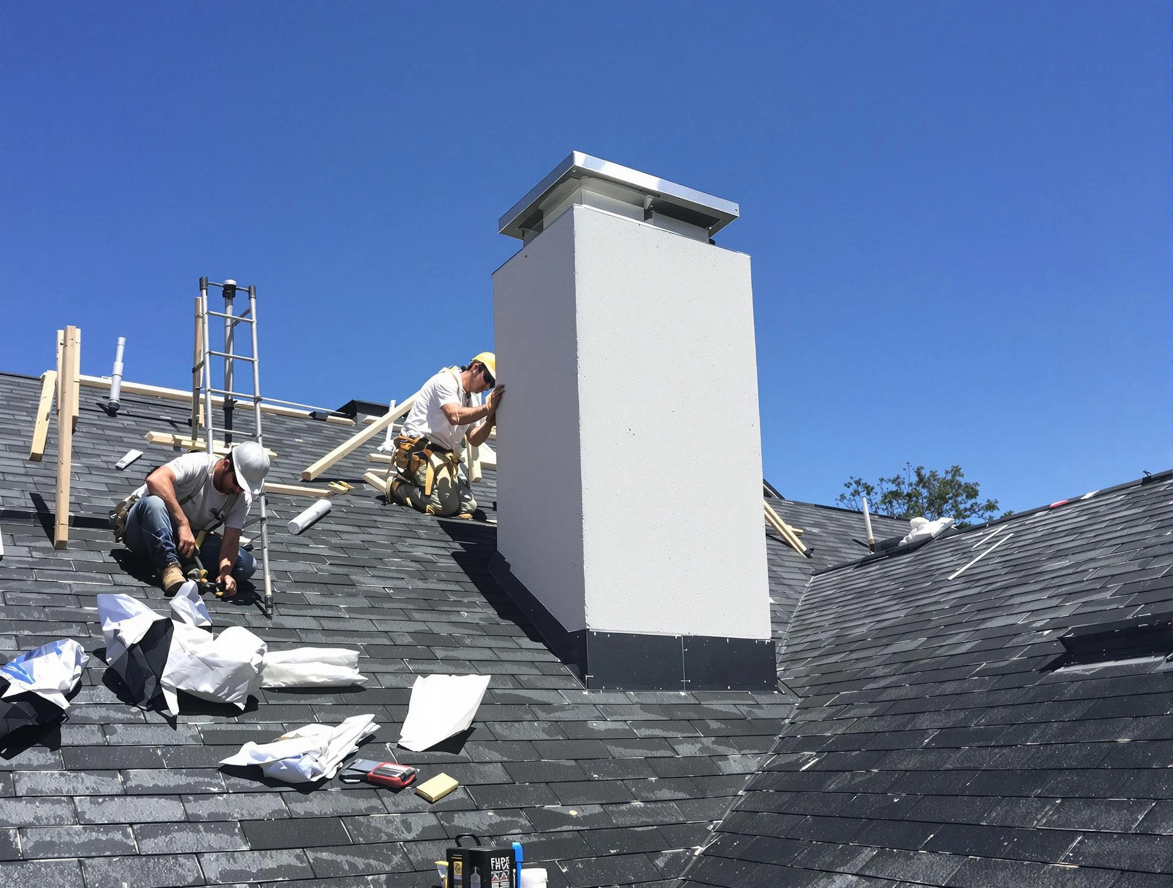 Highlands Ranch Chimney Sweep crew installing a new chimney in Highlands Ranch, CO