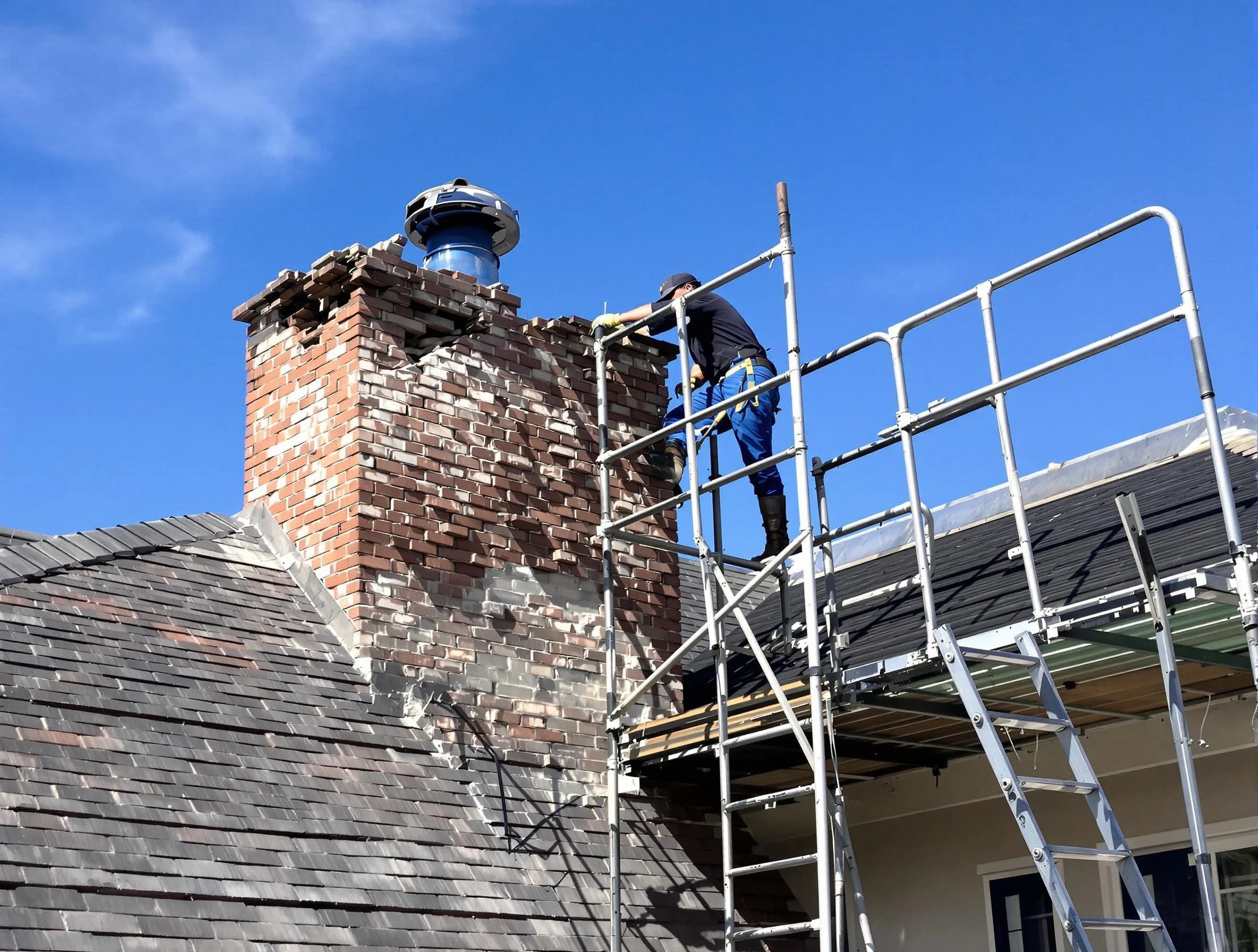 Rebuilding a chimney structure by Highlands Ranch Chimney Sweep in Highlands Ranch, CO