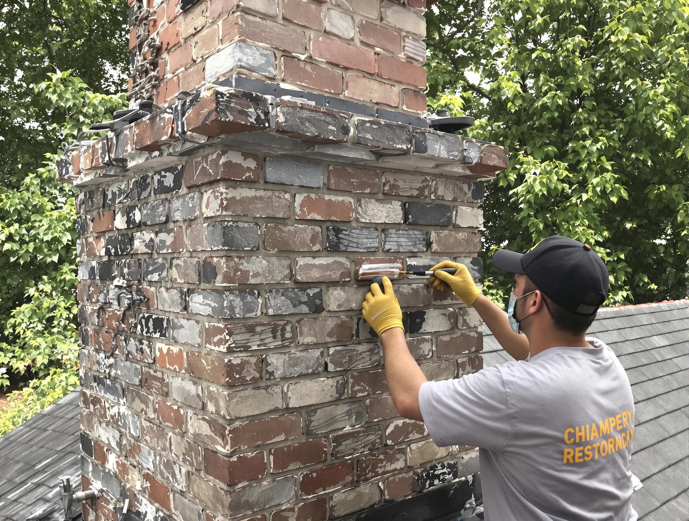 In-progress chimney restoration by Highlands Ranch Chimney Sweep in Highlands Ranch, CO