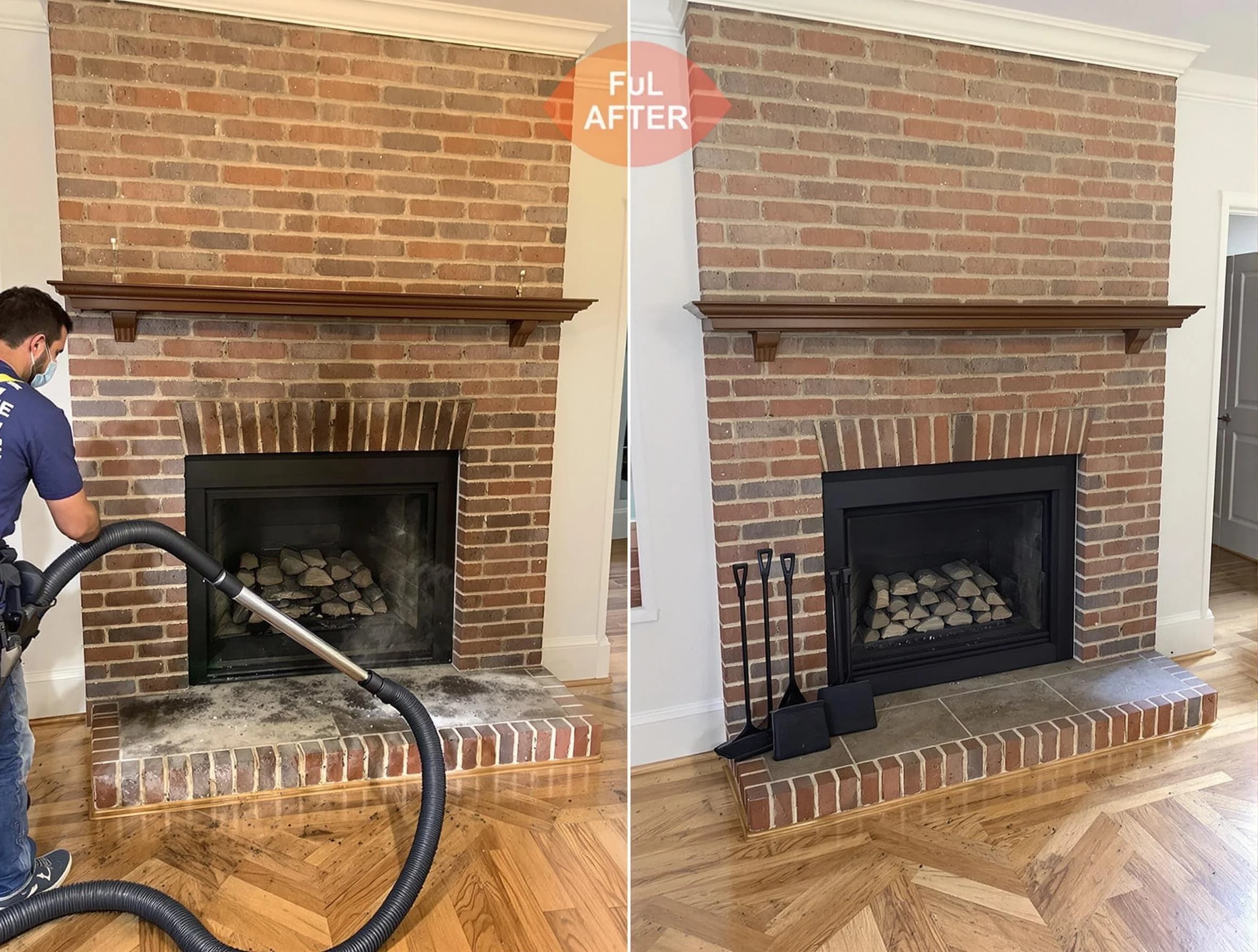 Highlands Ranch Chimney Sweep carefully sanitizing a fireplace in Highlands Ranch, CO