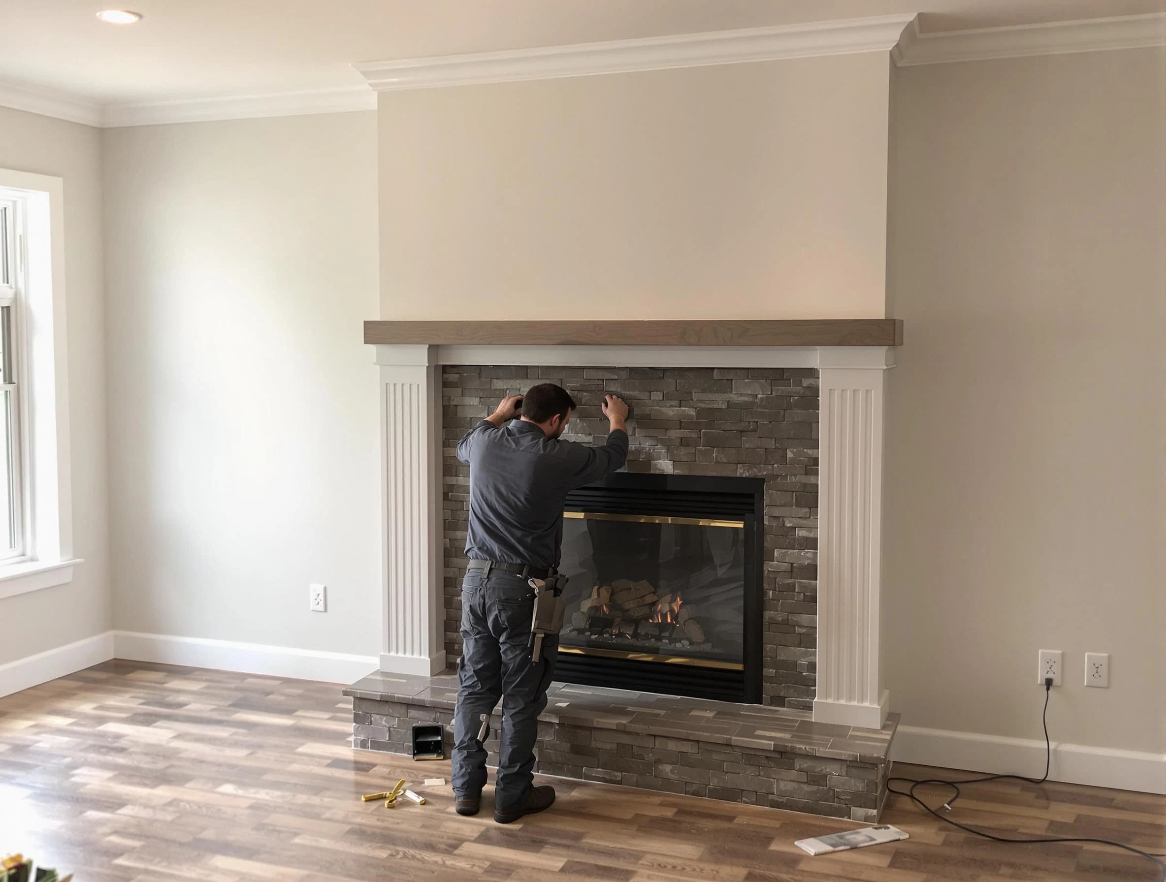 Highlands Ranch Chimney Sweep finishing a custom fireplace install in Highlands Ranch, CO