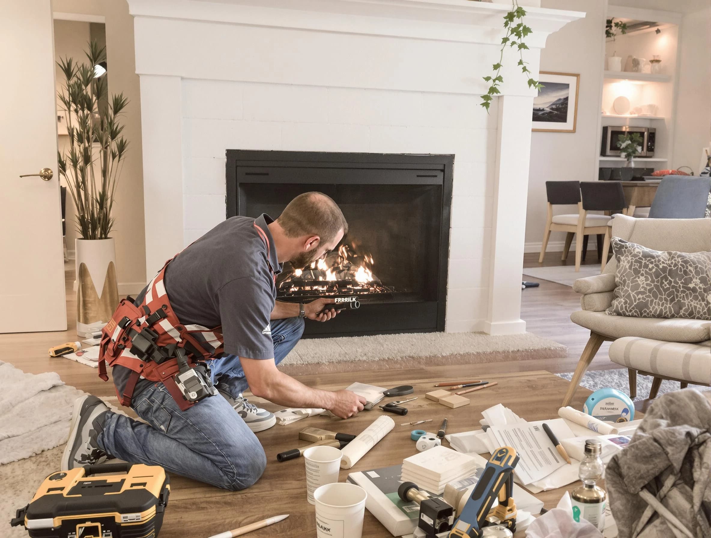 Highlands Ranch Chimney Sweep performing fireplace repair in Highlands Ranch, CO