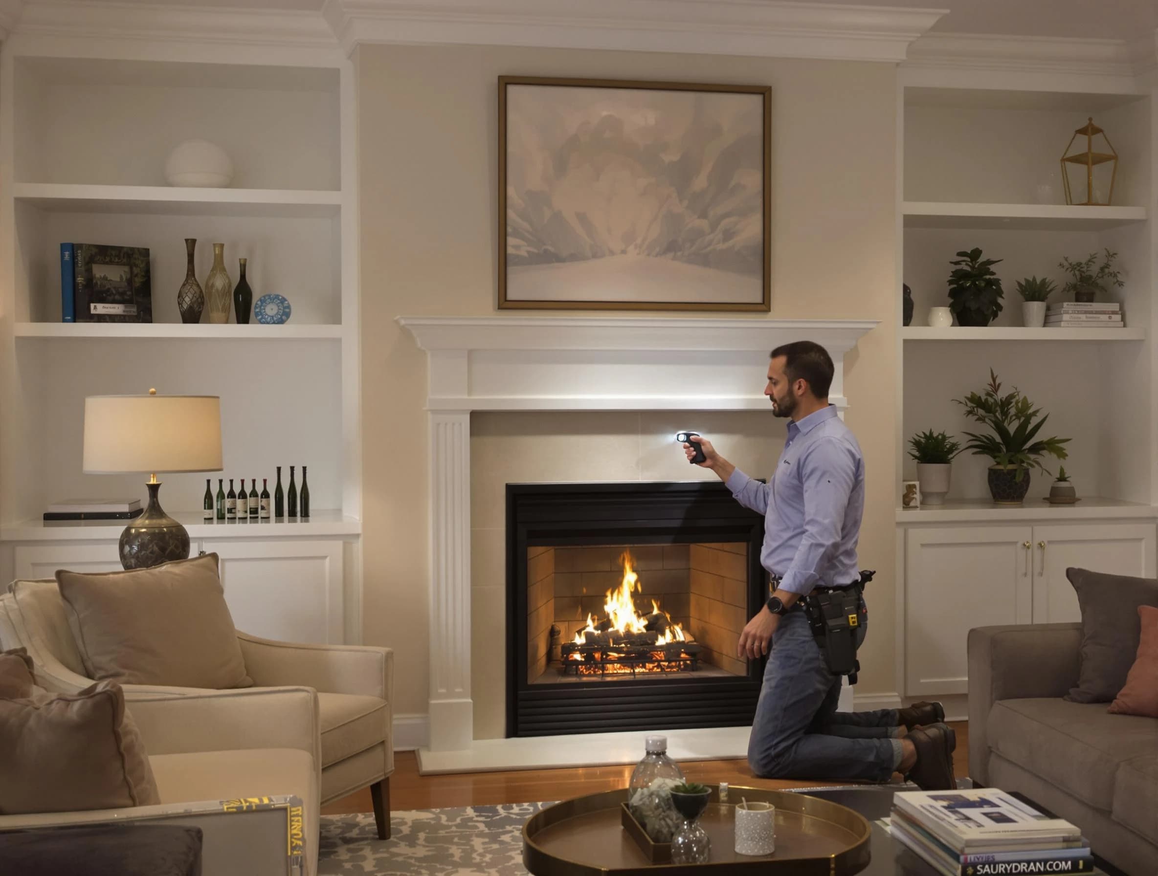 Highlands Ranch Chimney Sweep conducting a fireplace safety inspection in Highlands Ranch, CO