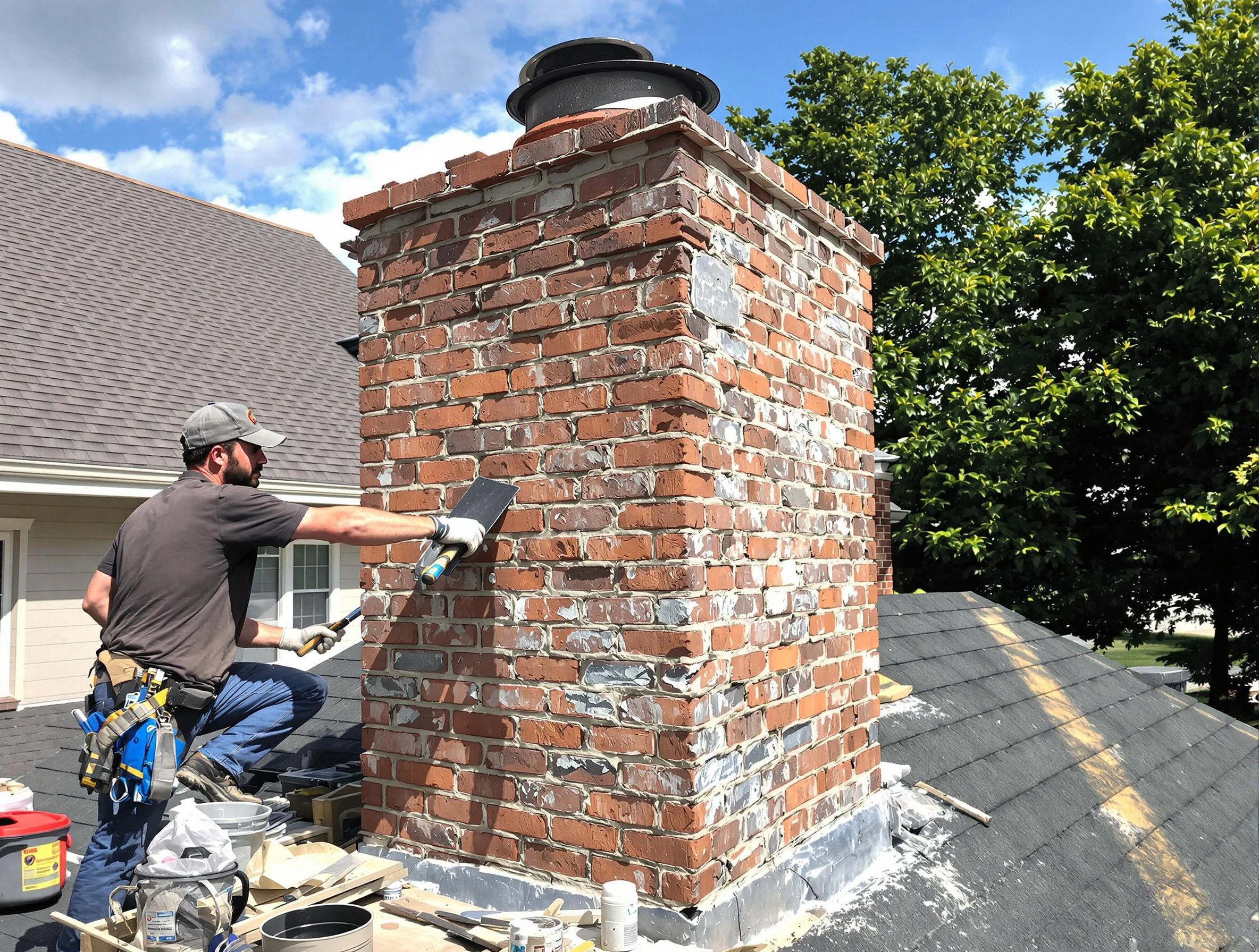 Completed chimney rebuild by Highlands Ranch Chimney Sweep in Highlands Ranch, CO