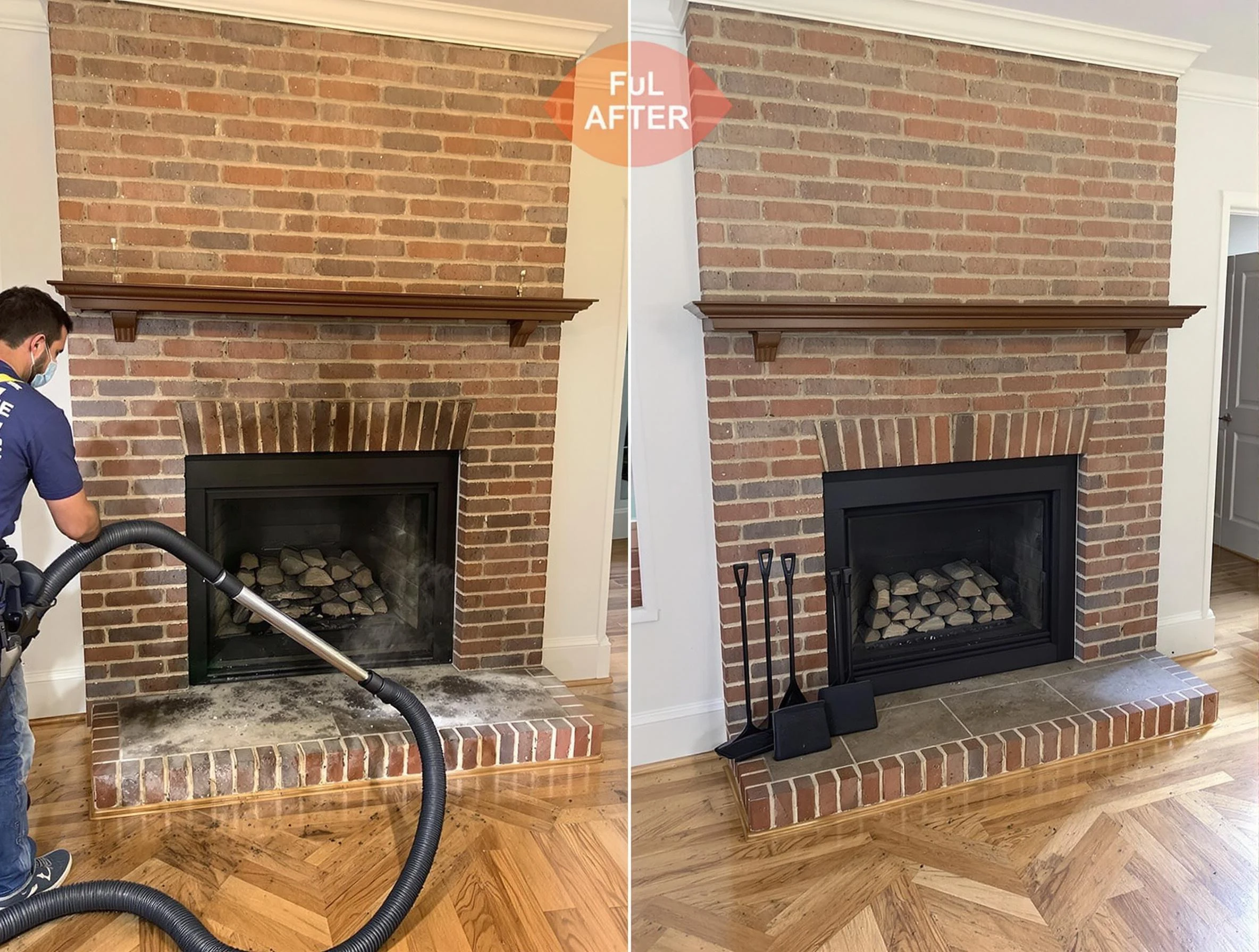 Highlands Ranch Chimney Sweep carefully sanitizing a fireplace in Highlands Ranch, CO